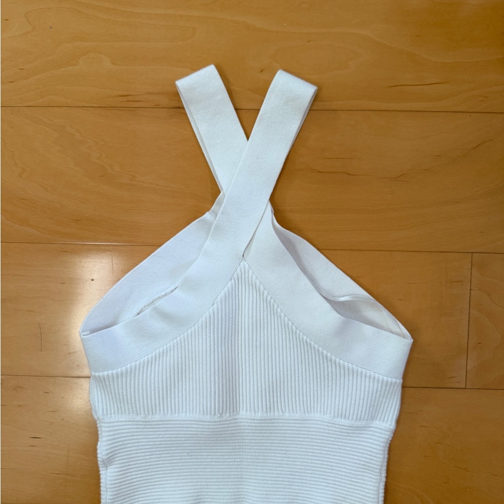 White Ribbed Cross-Strap Top - Picture 2 of 2